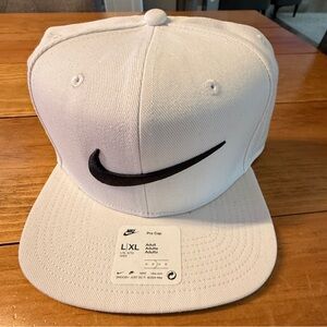 Nike White Hat with Black Swoosh